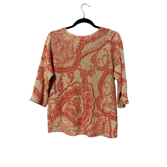 Chicos V Neck Sweater Size 1=M Tan Orange - Picture 2 of 6